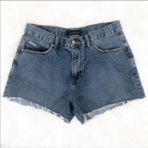 Calvin Klein High Waisted Raw Hem Denim Shorts